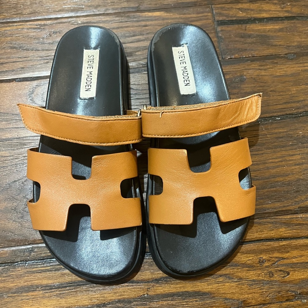Steve Madden Brown Slide Sandals